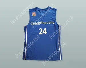 Custom Nay Mens Youth/Kinder Jan Vesely 24 Tschechische Republik Basketball-Trikot mit Patch Top S-6xl
