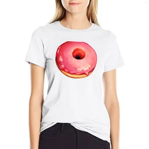 Kvinnors polos Strawberry Donut Mönster T-shirt överdimensionerade grafik toppar t-shirt för kvinnor