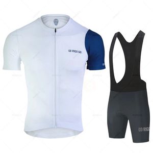 Vá rigo go white cycling cycling roupas equipe jersey kit homens manga curta mtb roupas de bicicleta uniforme ropa ciclismo hombre 240508