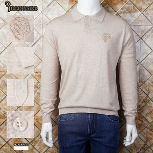 Erkekler Polos Milyarder İtalyan Couture Kaşmir Sonbahar ve Kış İş Nakış Sweaters