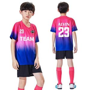 Jerseys Custom Boys Football Jersey Set Ld Soccer Sports Uniforms Kids Football Sportswear Kits Väst Ldrens Football Suit Clothes H240508