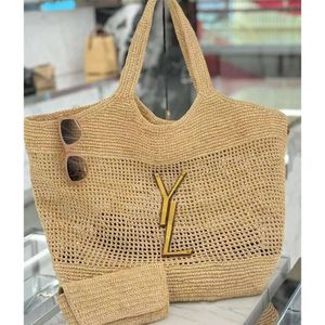 ICare Maxi Tote Designer Women Handbag Raffias Hand-Embroidered Straw Hight Qualit