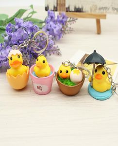 Süße Gummi Ente Keychain Frauen Kawaii Anime Eggshell Duckling Schlüsselkette auf Bag Auto Schmuck Schmuck Mädchen Party Geburtstagsfreunde G9687380