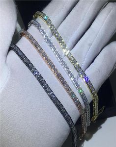 Vecalon 4 Colors Tennis Armband Princess Cut Diamond White Gold Filled Party Bröllopsarmband för kvinnor Män smycken3589578820218