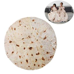 Decken 180 cm kreativer Burrito Tortilla Decke Runde Neuheit Decken Riese Human Burrito Tortilla Throw Food Wrap Decke Riesenhandtuch