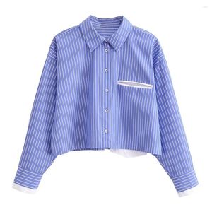 Женские блузки Zach Ailsa 2024 Spring Product Европейский и американский стиль универсальный полосатый короткий топ рубашки