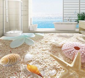 3D golv tapetskal på stranden anpassade pvc po tapet vardagsrum badrummet avtagbart direkt skal från golvklistermärke8945144