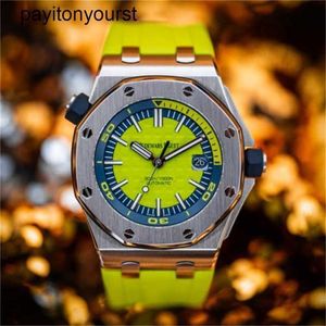 Tasarımcı Audemar Pigue Watch Royal Meşe APF Fabrika Offshore Diver Lime Green 15710ST OO A038CA.01