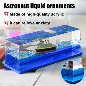 Miniaturas Titanic Cruise Ship Body Sea Ship Drift Bottle Bottle Liquid Hourglass Desktop Decoration Creative Cruise Ship Stress Stress Relief Toys