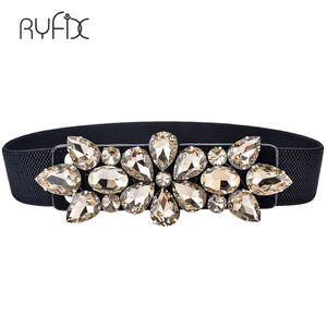 2018 Rinestone Elasone Belt Elastic Crystal Crystal Gem Black Female Welband Pelliccia giù per le cinture di abiti da donna Bl239 25l