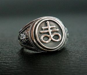 Mens góticos 316L anel de anel de aço inoxidável selo de anéis de sinete de Satan
