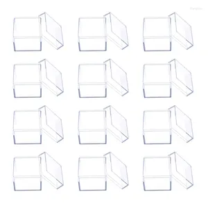 Present Wrap 12st Clear Acrylic Square Cube Candy Box Treat Boxes Containrar för bröllopsfest baby shower