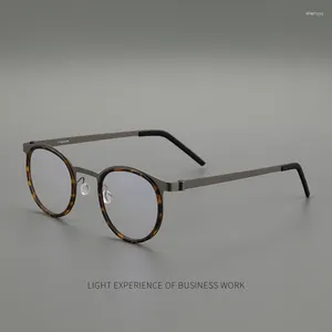 Strame di occhiali da sole Frame di occhiale per occhio in titanio puro con design minimalista super leggero bicchieri rotondi retrò classici da uomo donna