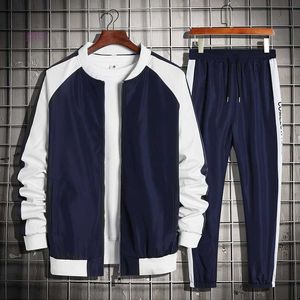 Mens Tracksuits Brand Men Set Casual dragkedja Tracksuit Spring Autumn Solid Splice Set Jacketpants Sports Fit Streetwear Hip Hop H9n8