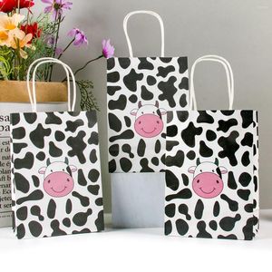 Presentförpackning 12st Cow Girl Party gynnar väskor Kraft Paper väska Farm tema godis kakor behandla födelsedag baby shower dekor
