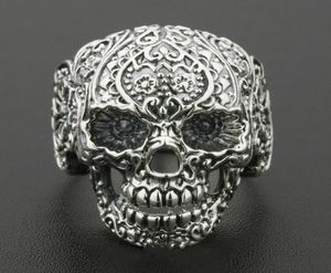 Solid 925 Sterling Silver Skull Ring Mens Biker Rock Punk Style Tamanho 8 a 127930470