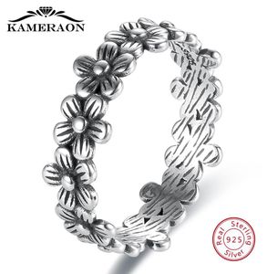 Fine Jewelryrings 925 küçük papatyalar kadınlar için çim çiçek vintage işleme gerçek gümüş boho aksesuarları minimalizm jewe4223822