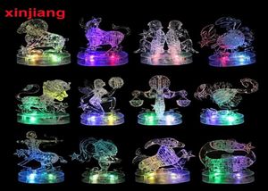 Assemblaggio oroscopio 3D Crystal puzzle LED lampeggiante LED LIGHT 12 COSTELLAZIONI COSTRUZIONI Oroscopio giocattoli puzzle per bambini Gift Y20045623313