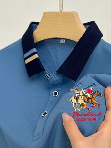 2024 Męskie bawełniane lato Exquipite Hafted z krótkim rękawem koszulka polo.