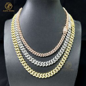 Pass Diamond Tester Real 925 Silver Small 6mm 8mm Wide Single Row Set Moissanite Bracelet Iced Out Cuban Link Chain