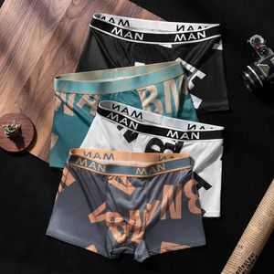 Underpants Fashion Men Panties Seamless Letter Printed Underpants Breathable Man Underwear Plus Size Male Boxer calzoncillo hombre Y240507