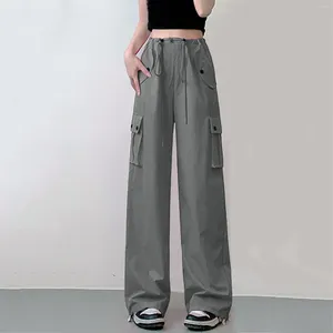 Women's Pants Cargo American Style Casual Retro Solid Color Loose Wide Leg Sweatpants With Pocket Work Fashion Long Panties