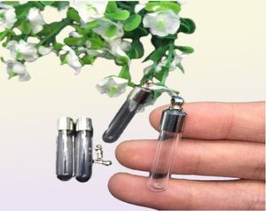 50pcslot SCREW CAP tube 356mm glass vial pendant crystal Glass Perfume Locket rice vial Screw cap Necklace charm fill bottle G096495682