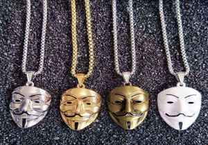 Europe and the United States around the film V Killers mask necklace tide male hip hop accessories whole gold chains for men2421545202625