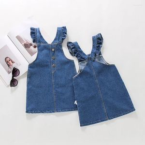 Girl Dresses Girls Denim Abito Solido colore per maniche Cash Style Casual Baby Clothes