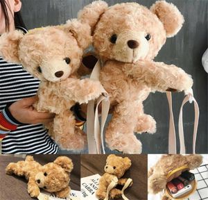 Children cute bear Plush Doll bags sweet girls Kawaii plush one shoulder bags fashion kids princess messenger bag A50554021901