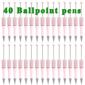 40st Pink Diamond Bead Pen Wholesale Creative DIY Handmade klistermärke Set Beaded Ball Point Pennor Advertising Gift