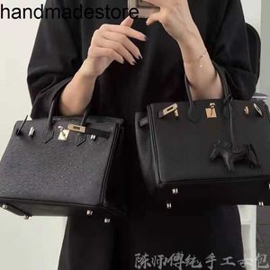 Platinum Family Bag Handväska för kvinnor Elefant Gray Togo Cowhide Handheld Womens Bag 25/30 stor kapacitet full handgjorda äkta läder