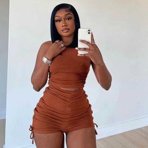 Women's Jumpsuits Rompers Summer New Sexy Women Jumpsuit Solid Sweet Spicy Sleless Drstring Slim Fit Jumpsuit Fashion Casual Clothing d240507