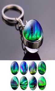 Northern Lights Tree Keychain Pendants Aurora Picture Glass Ball Key Chain Northerns Light Auroras Jewelry for Men Women Lovers Gi8001216