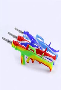 Ak47 Kit de coletor de silicone em forma de pistolas fumantes de fumantes de fumaça de fumaça de fumaça portátil Tubo de água com aço inoxidável Dab Straw Oil Rigs2505464