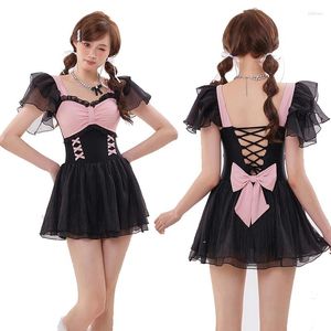 Frauen Badebekleidung Anime Girl Kawaii Cosplay School Schüler Sukumizu Lolita Bow -Kragen Verband Bodys Bodyage weibliche Badeanzug Monokini