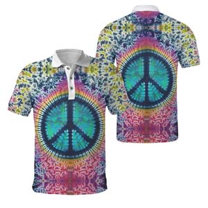 Polos masculinos 3D Símbolo hippie impressa Love Polo Shirt Camise