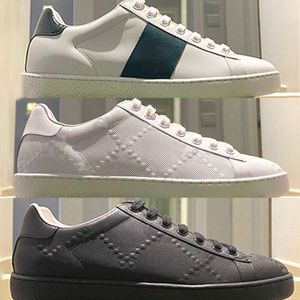 Designer män sneakers trycker ess tränare läder kvinnor casual skor broderi klassisk sko 36-48 med box dammväska 9