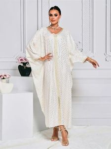 Ethnic Clothing White Wave Point Batwing Abaya Dubai Luxury 2024 Muslim Palestine Thobe Kaftan Dress Abayas For Women Islam Robe Djellaba