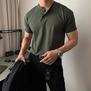 American Short Sleeved T-Shirt Männer Polo-Hemd reife stabile Manschettenfitness Henley Hemd Hemd