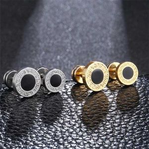 Ohrringe aus Edelstahl aus Edelstahl für Herren Perforated Black Stone Gold Silber Gesicht Schmuck Q240507