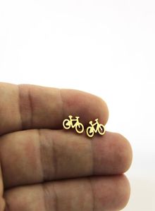 Ny ankomst liten cykelörhängen rostfritt stål örhänge gyllene sportiga cykelöränger kvinnor barn flickor smycken xmas gåva t1479322114