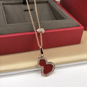 브랜드 디자이너 Red Agate Necklace 클래식 스털링 실버 조롱박 펜던트 목걸이 고급 다이아몬드 골드 도금 행운의 목걸이 파티 보석 선물