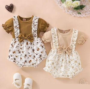 かわいい花柄のロンパーの女の赤ちゃんの服ジャンプスーツロンパー+ヘッドバンド幼児幼児新生服セットホットセール