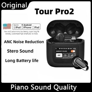 Telefone celular Ear fones de ouvido pro2 ANC ANC Wireless Headphones Bluetooth LED Tela Touch Earphones fone de cancelamento de ruído ativo para iPhone Android J240508