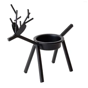 Ljushållare Tea Light Holiday Reindeer Black Metal Holder -borddekorationer och mittstycken