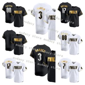 2024 CITTÀ CONCENT Black White Gold Jersey Harper Trea Turner Realmuto Ranger Suarez Alec Bohm Kyle Schwarber Bryson Stott Chase Utley Nick Castellanos Brandon Marsh