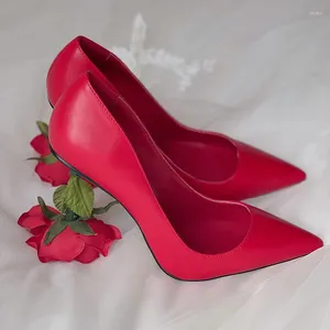 Dress Shoes Spring And Summer Leather Pointed Shallow Rose Heel High-heeled Banquet Sexy Large Women's Single