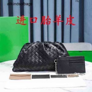 Designer -Bag Bottegvenets Bags Pouch und Bags Damen Leder großes Gitter importiert fetale Schaffellbeutel gewebtes Hand Jods Cloud -Achsel haben Logo RJ haben