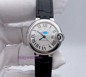 ساعات كارتر فاخرة تلقائية الساعات أوتوماتيكية ساعة للبالون الأزرق الأزرق سلسلة أبيض سويسري 33 مم مع مربع أصلي